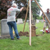 Working on a gravestone in Wethersfield, CT